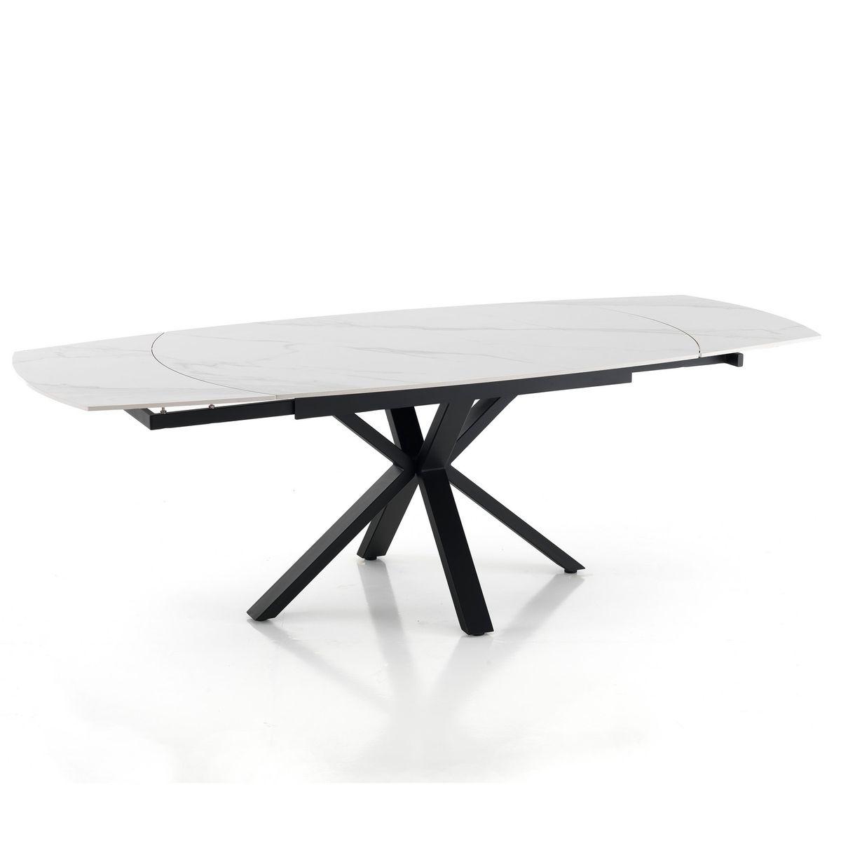 WŁOSKI STÓŁ ROZKŁADANY  ZOE 1 CERAMICZNY BLAT OPTYKA BIAŁY MARMUR  140 (210) CM/ 5086 / TM