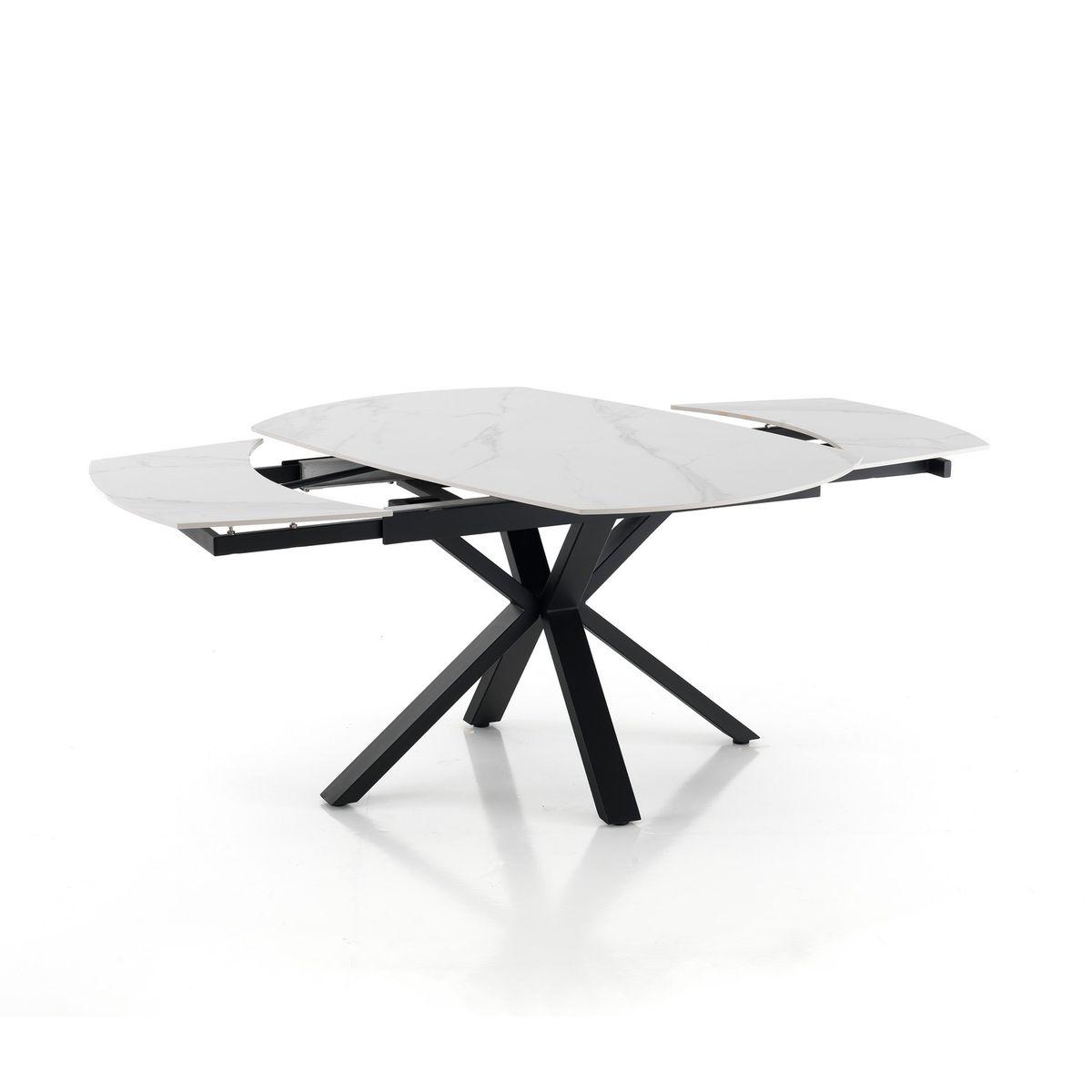 WŁOSKI STÓŁ ROZKŁADANY  ZOE 1 CERAMICZNY BLAT OPTYKA BIAŁY MARMUR  140 (210) CM/ 5086 / TM