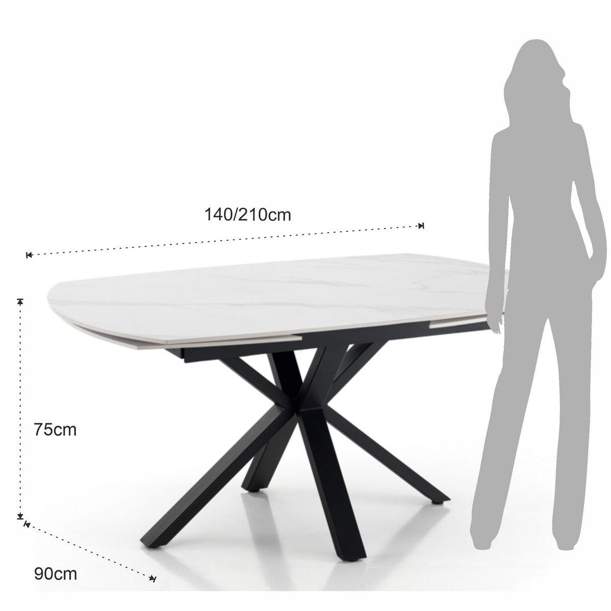 WŁOSKI STÓŁ ROZKŁADANY  ZOE 1 CERAMICZNY BLAT OPTYKA BIAŁY MARMUR  140 (210) CM/ 5086 / TM