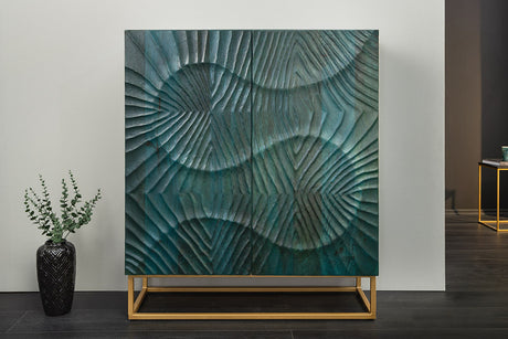 WYSOKA KOMODA SCORPION 100 CM TURKUSOWA MANGO ZŁOTY STELAŻ / 48407 / INVICTA INTERIOR | Meblowy Sklep Internetowy Inventio