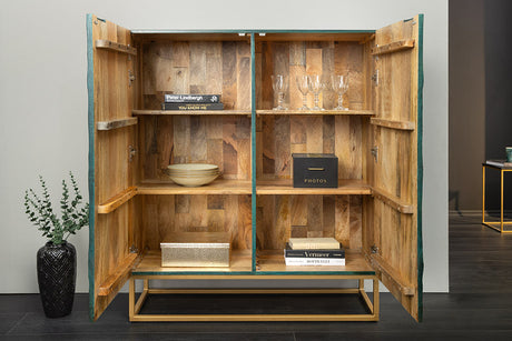 WYSOKA KOMODA SCORPION 100 CM TURKUSOWA MANGO ZŁOTY STELAŻ / 48407 / INVICTA INTERIOR | Meblowy Sklep Internetowy Inventio