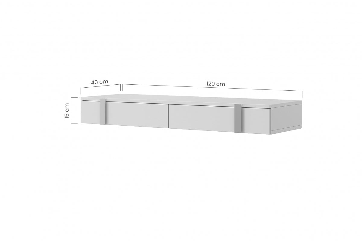 Wisząca konsola / toaletka Verica z szufladami 120 cm - czarny beton / czarne uchwyty