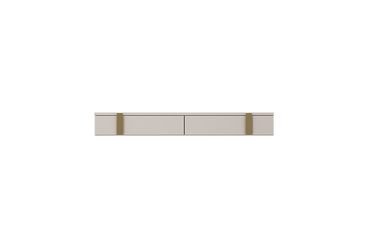 Wisząca konsola / toaletka Verica z szufladami 120 cm - kaszmir / złote uchwyty