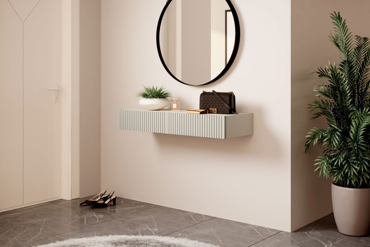 Wisząca konsola / toaletka z szufladami Nicole 100 cm - kaszmir / kaszmir mat