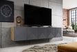 Wisząca szafka RTV Asha z ryflowanym frontem 200 cm - artisan / rivier stone mat