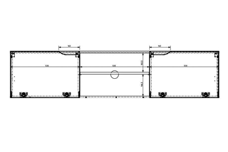 Wisząca szafka RTV Loftia Mini z wnękami 160 cm - artisan / czarny mat