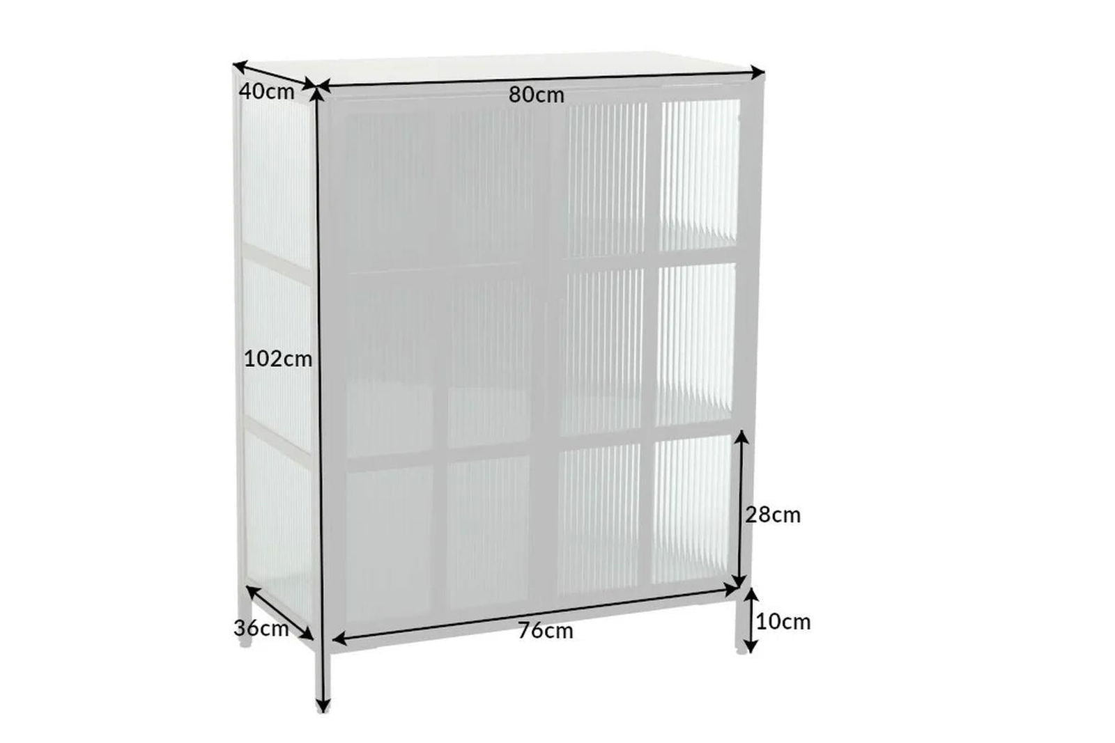 Witryna Dura Steel metal czarny żebrowane szkło 80cm / 41723 / INVICTA INTERIOR