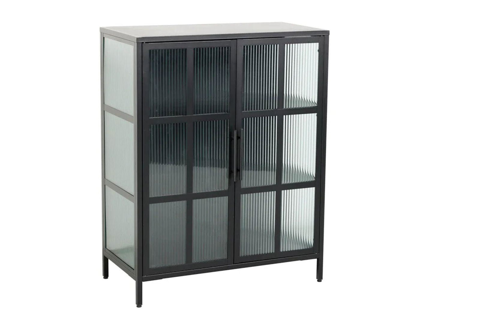 Witryna Dura Steel metal czarny żebrowane szkło 80cm / 41723 / INVICTA INTERIOR