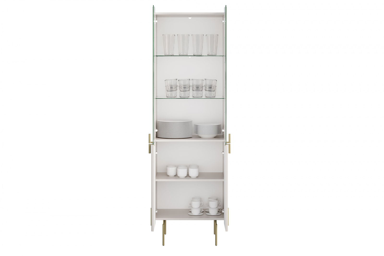 Witryna Malmi 60 cm - kaszmir / crema bianca / złote nóżki