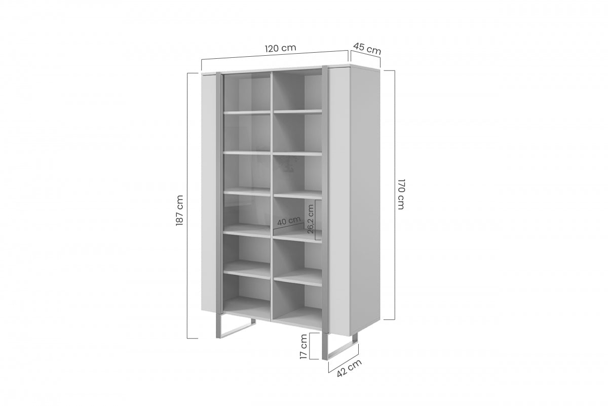 Witryna Verica z metalowymi nogami 120 cm - czarny beton / czarne nóżki