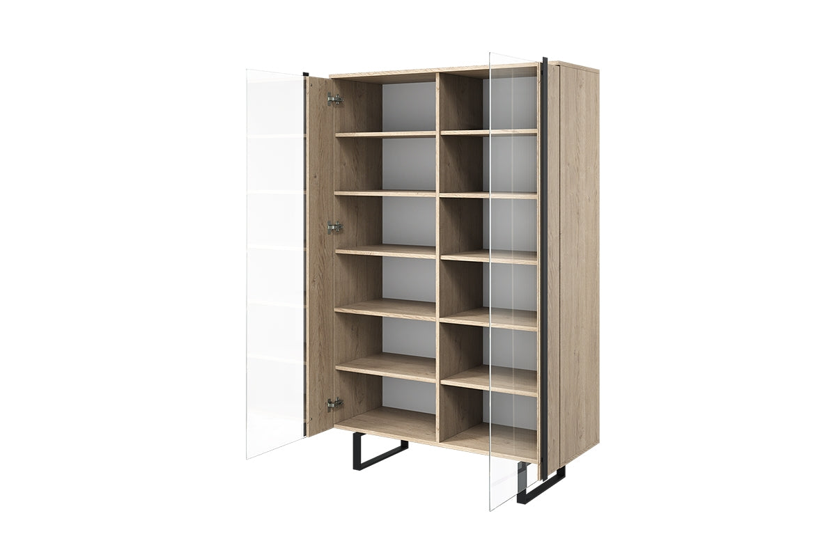 Witryna Verica z metalowymi nogami 120 cm - dąb biszkoptowy / czarne nóżki