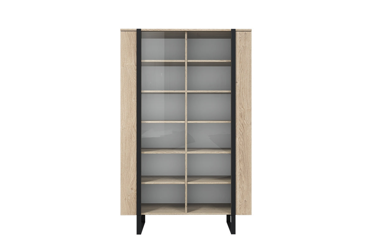 Witryna Verica z metalowymi nogami 120 cm - dąb biszkoptowy / czarne nóżki