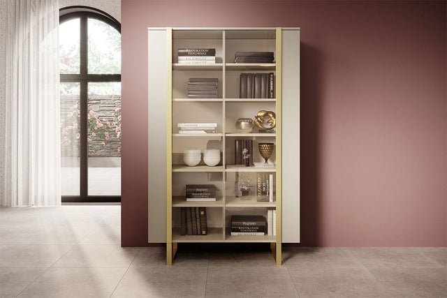 Witryna Verica z metalowymi nogami 120 cm - kaszmir / złote nóżki