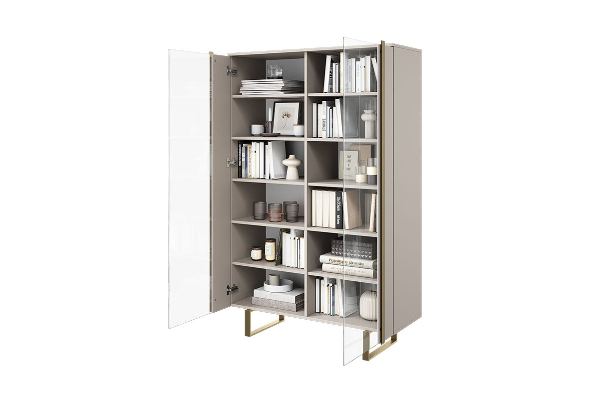 Witryna Verica z metalowymi nogami 120 cm - kaszmir / złote nóżki