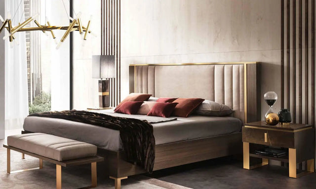 Włoskie nowoczesne łóżko Essenza Queen Italian Size wezgłowie tapicerowane 160x200 CM / ARREDOCLASSIC ADORA