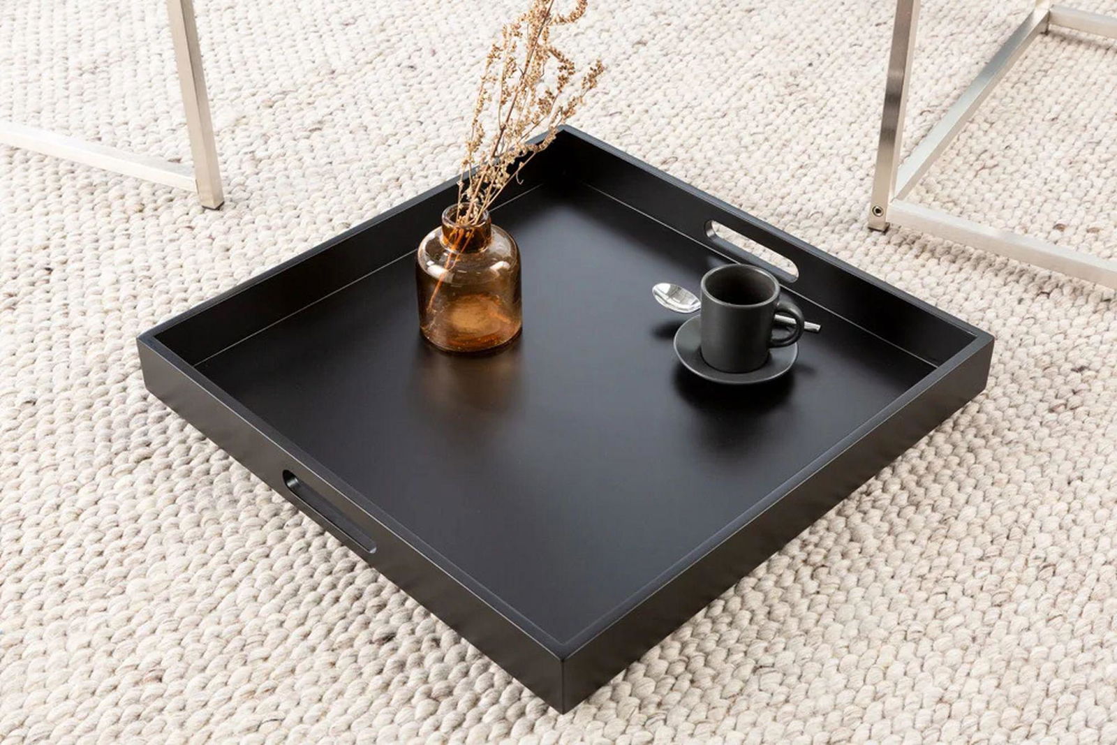 Zestaw stolików kawowych Elements czarne tace / 41358  / INVICTA INTERIOR