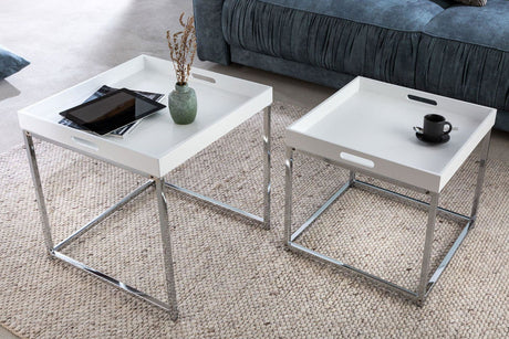 Zestaw stolików kawowych Elements tace białe / 41357  / INVICTA INTERIOR