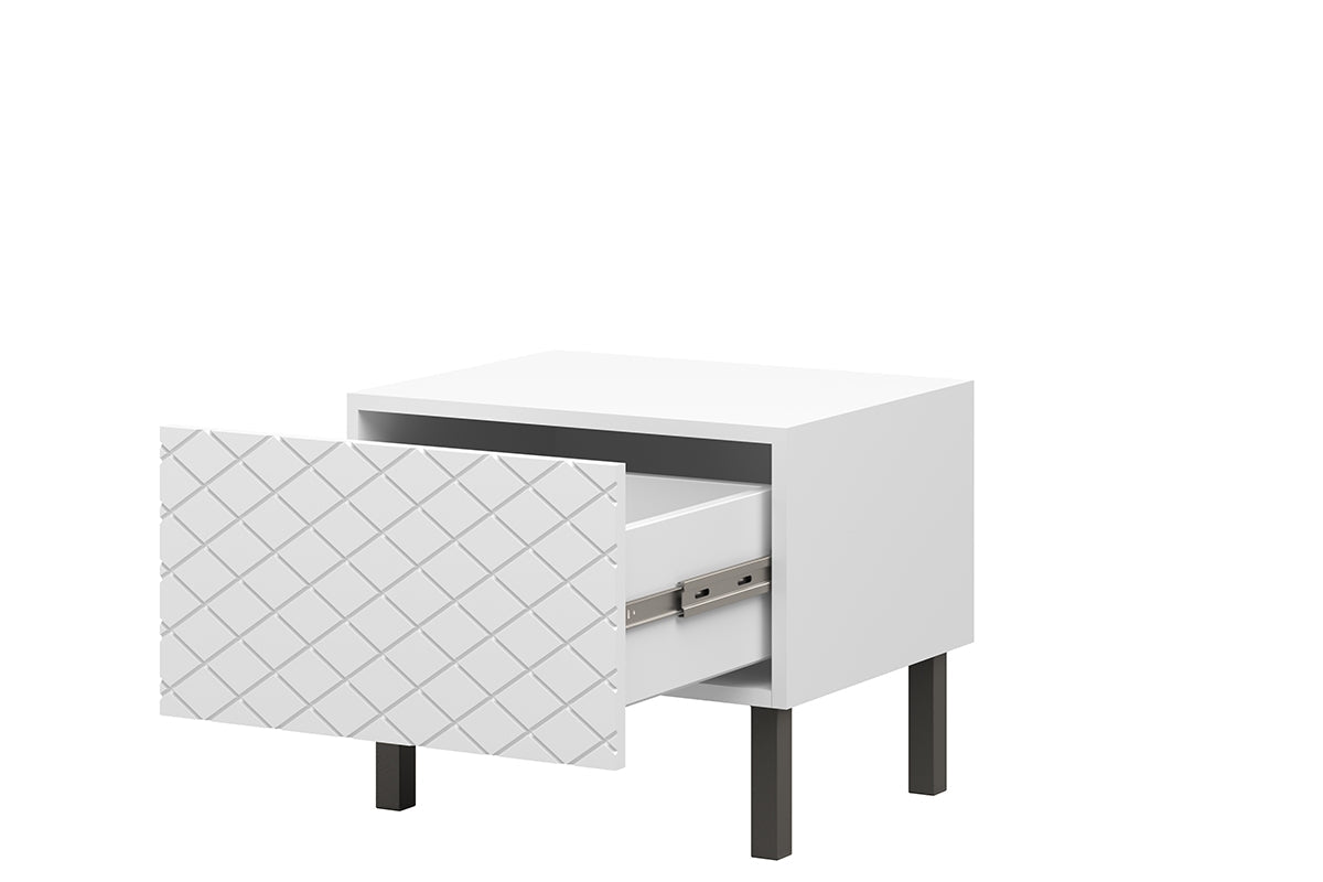 Zestaw szafek nocnych Scalia II 50 1SZ 2 szt. - biały mat / czarne nogi
