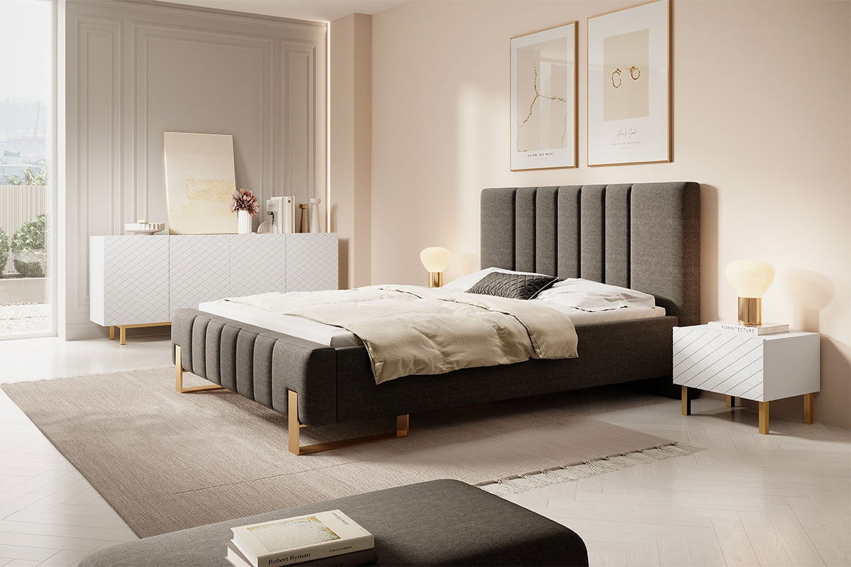 Zestaw szafek nocnych Scalia II 50 1SZ 2 szt. - biały mat / złote nogi
