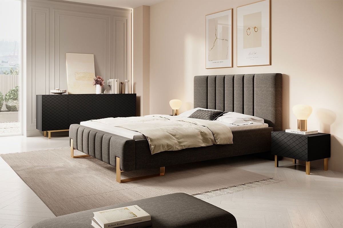 Zestaw szafek nocnych Scalia II 50 1SZ 2 szt. - czarny mat / złote nogi