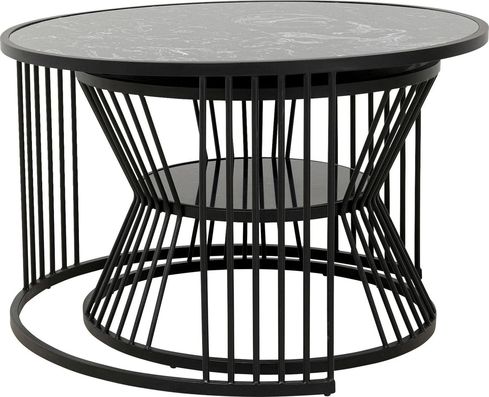 Zestaw dwóch  stolików kawowych Roma z czarnym blatem z marmuru mineralnego