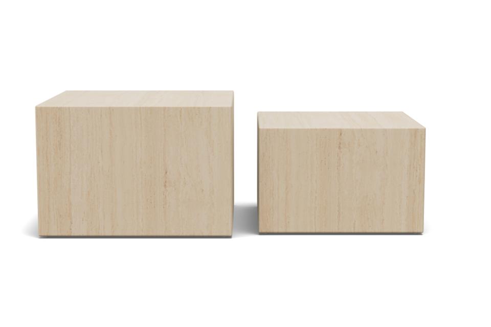 Zestaw dwóch kwadratowych stolików kawowych Dice w dekorze travertine