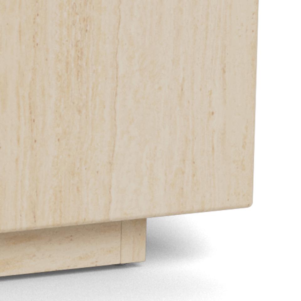 Detal podstawy stolika kawowego Dice w dekorze travertine