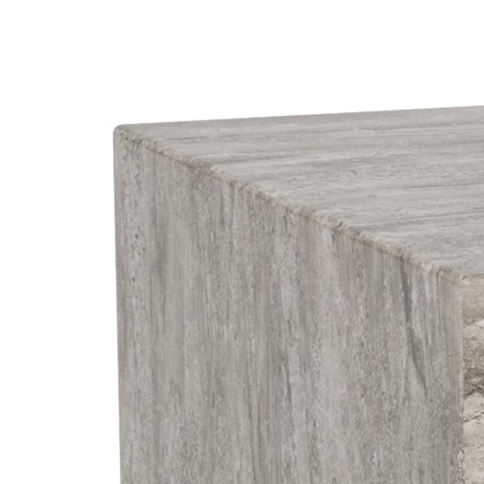 Krawędź prostokątnego stolika Dice z wykończeniem grey marble River