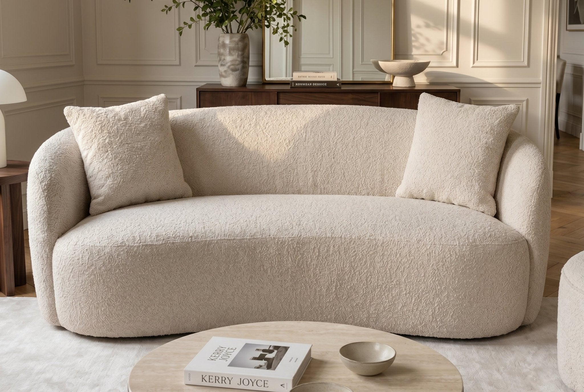 Nowoczesna sofa 2-osobowa nierozkładana 180 cm w kolorze beżowym do salonu