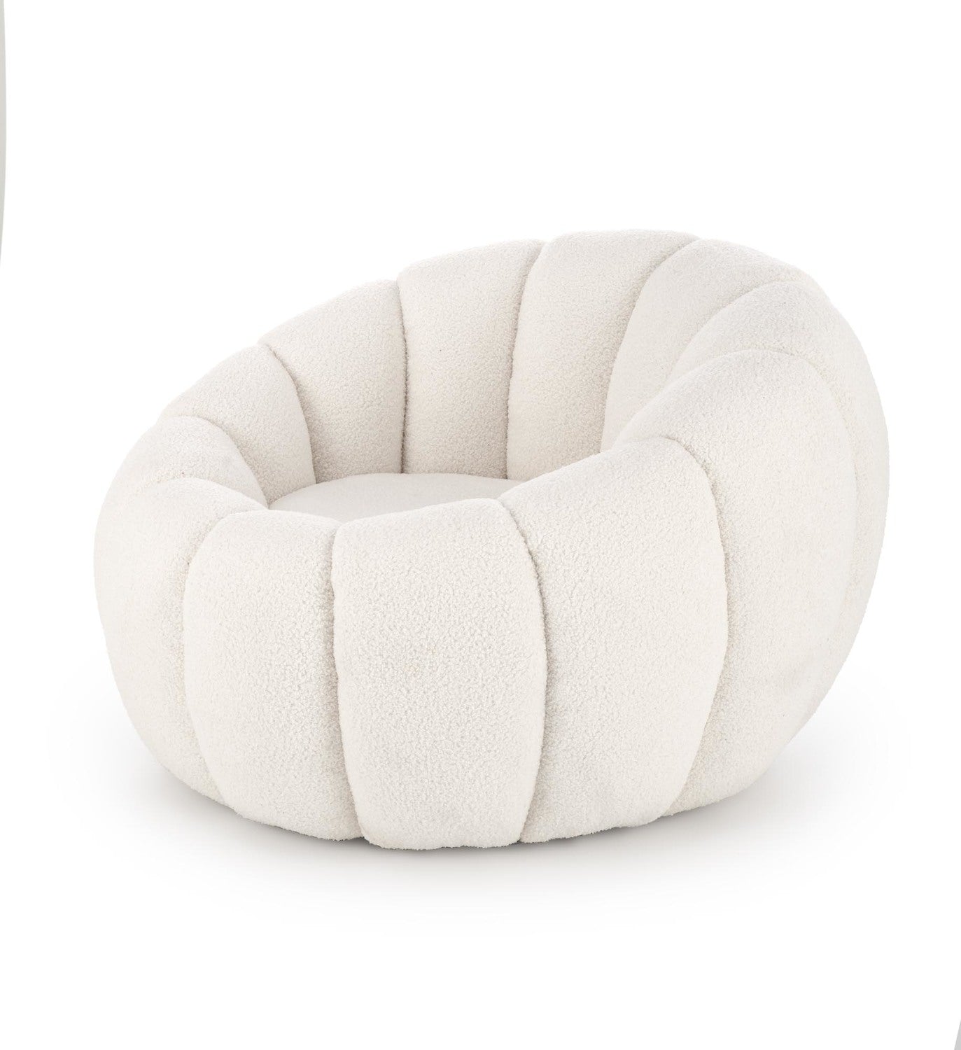 Nowoczesny fotel wypoczynkowy kremowy tkanina bouclé do eleganckiego salonu i strefy relax