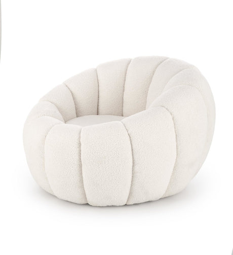 Nowoczesny fotel wypoczynkowy kremowy tkanina bouclé do eleganckiego salonu i strefy relax