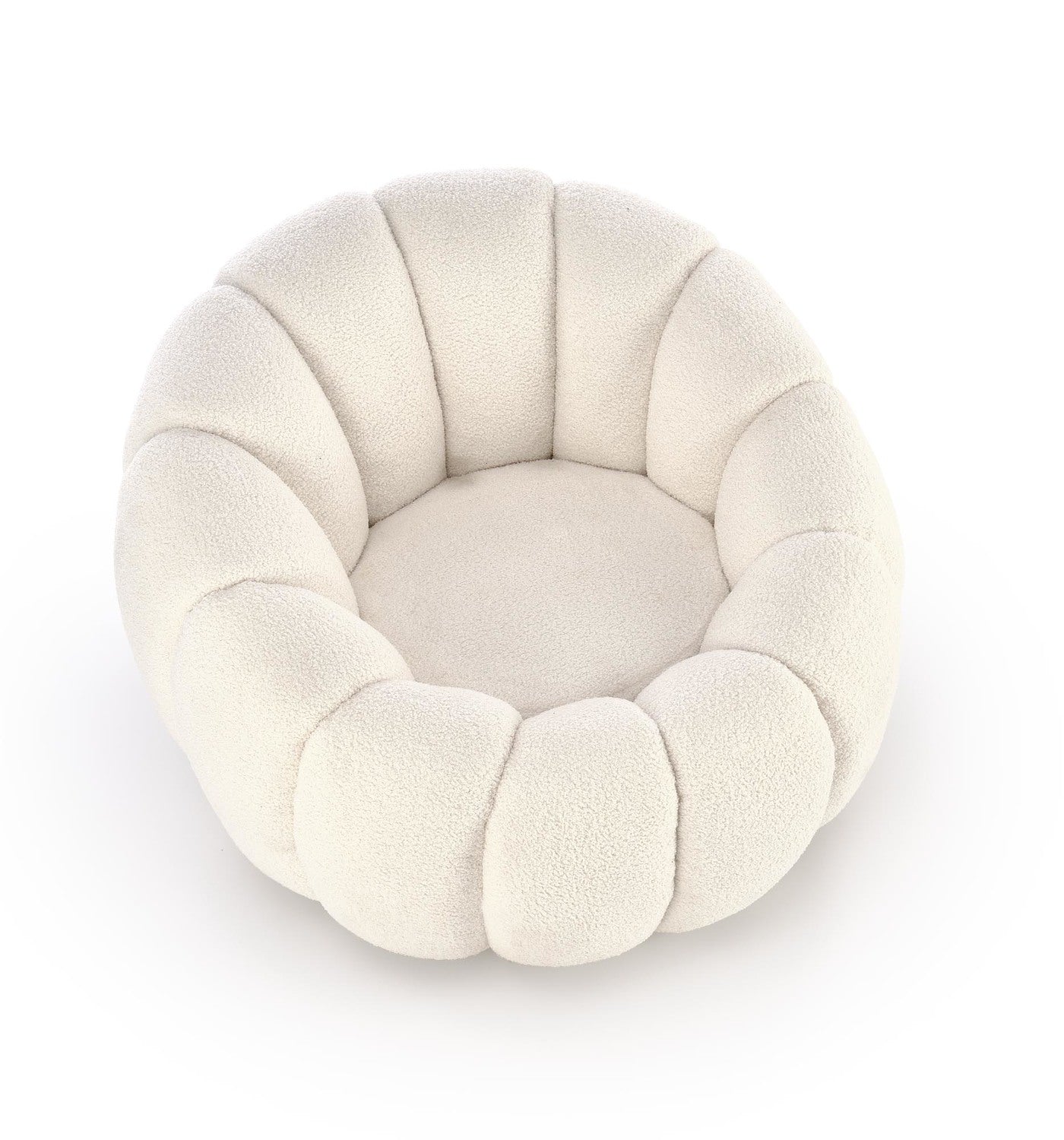 Nowoczesny fotel wypoczynkowy kremowy tkanina bouclé do eleganckiego salonu i strefy relax
