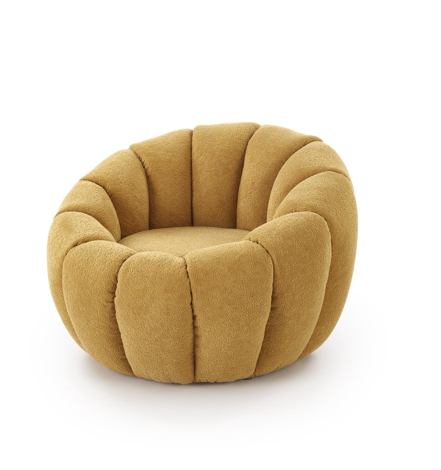 Nowoczesny fotel wypoczynkowy żółty tkanina bouclé do eleganckiego salonu i strefy relax