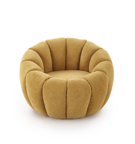 Nowoczesny fotel wypoczynkowy żółty tkanina bouclé do eleganckiego salonu i strefy relax