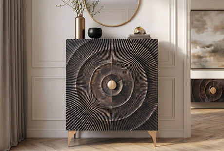 KOMODA WYSOKA SUNSET 120 CM CZARNA / 41303  / INVICTA INTERIOR