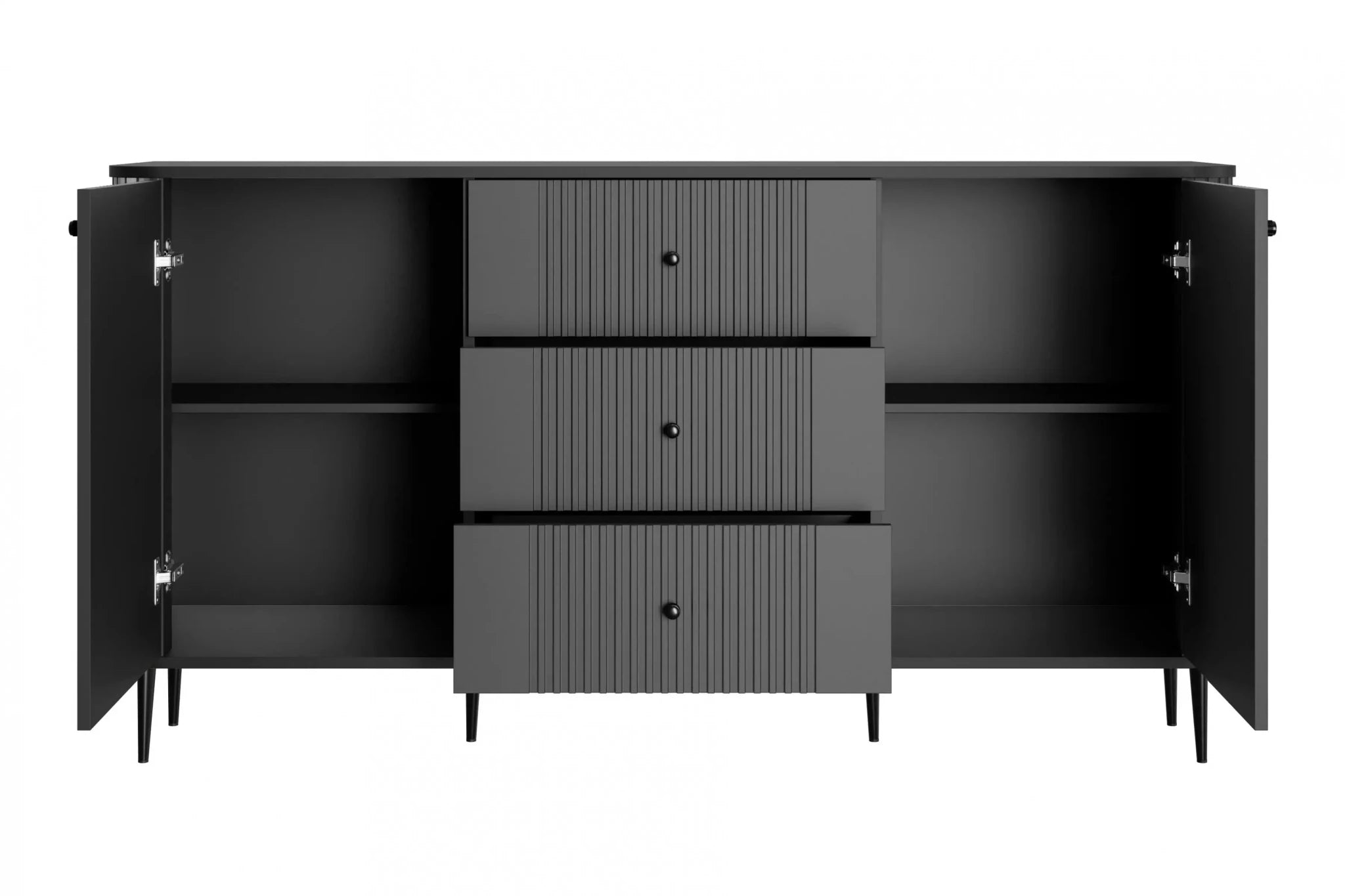 Komoda VESPER 160 CM CZARNA / CZARNE NOGI