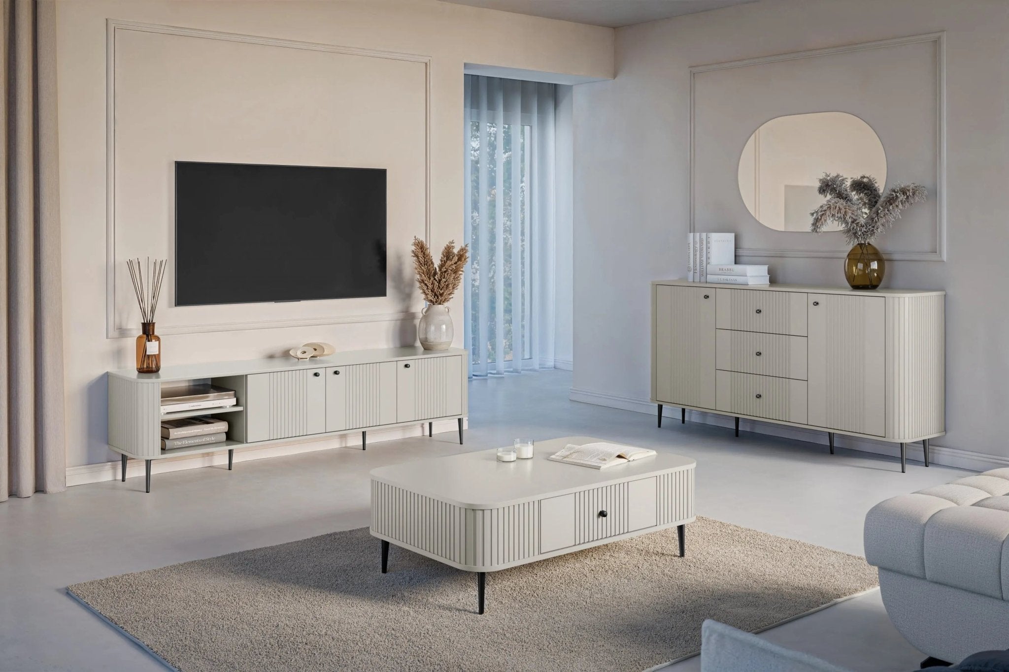 Komoda VESPER 160 CM KASZMIR / CZARNE NOGI i UCHWYTY