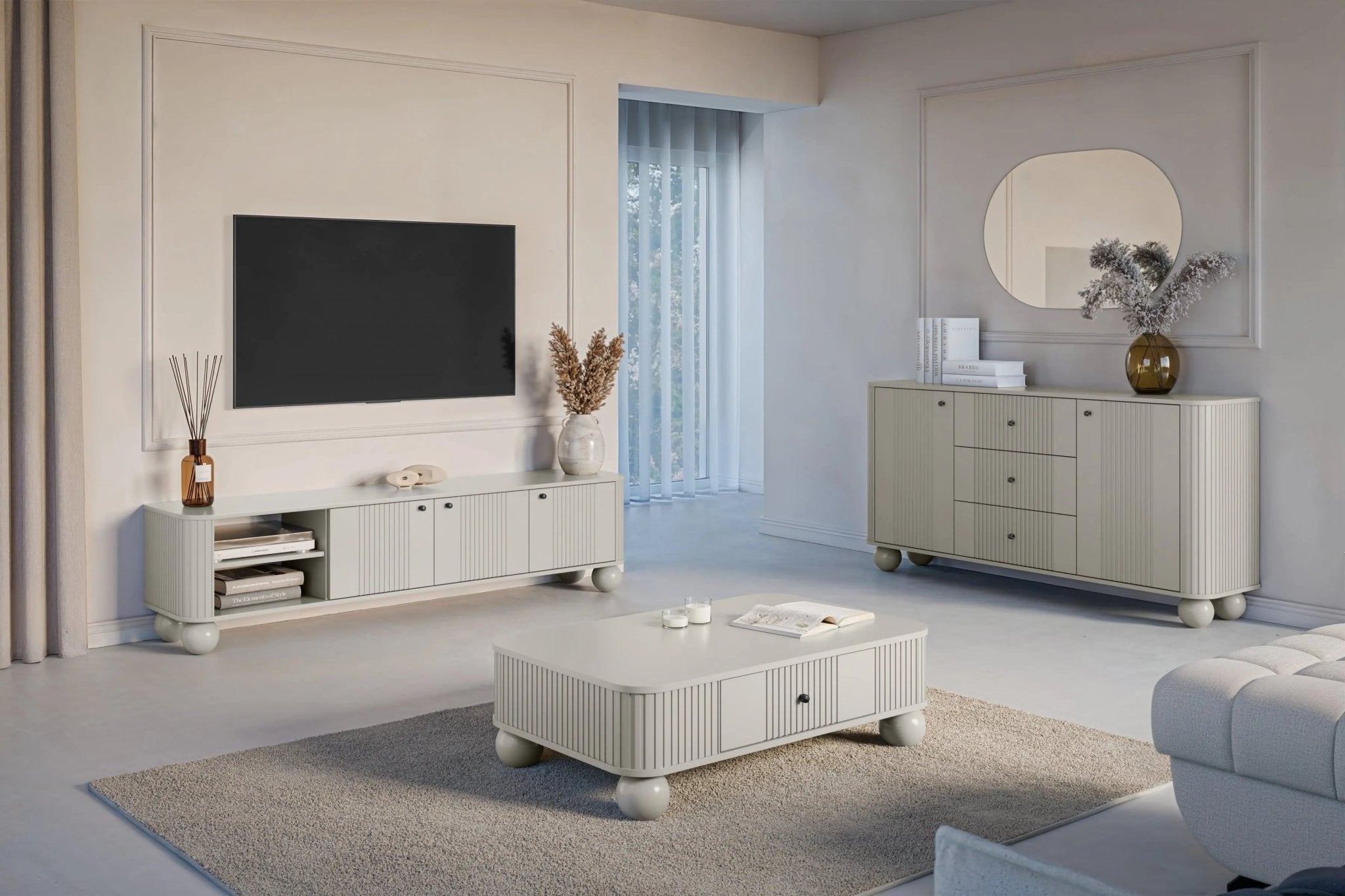 Komoda VESPER 160 CM KASZMIR / CZARNE UCHWYTY / NOGI KULE