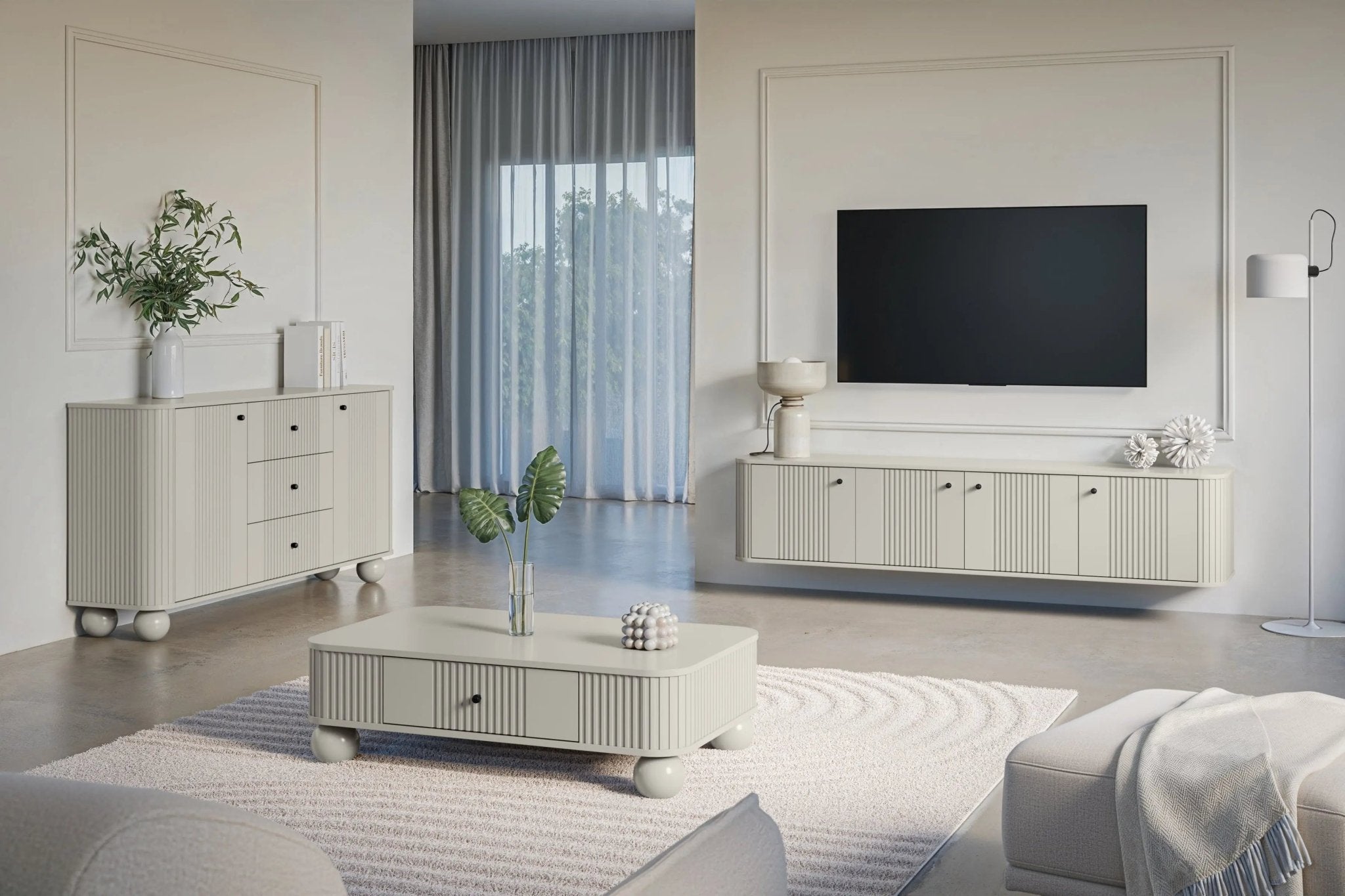 Komoda VESPER 160 CM KASZMIR / CZARNE UCHWYTY / NOGI KULE