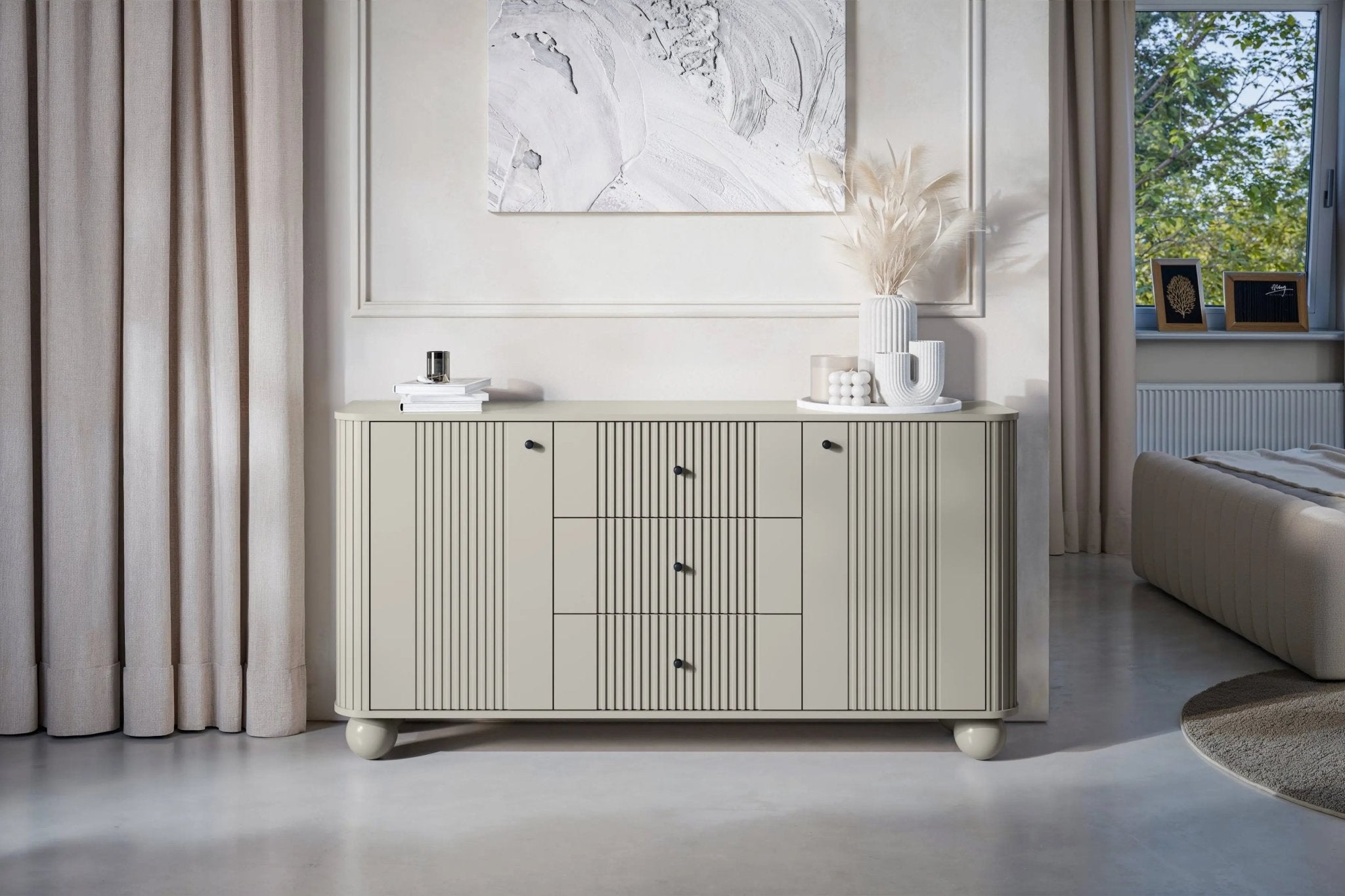 Komoda VESPER 160 CM KASZMIR / CZARNE UCHWYTY / NOGI KULE