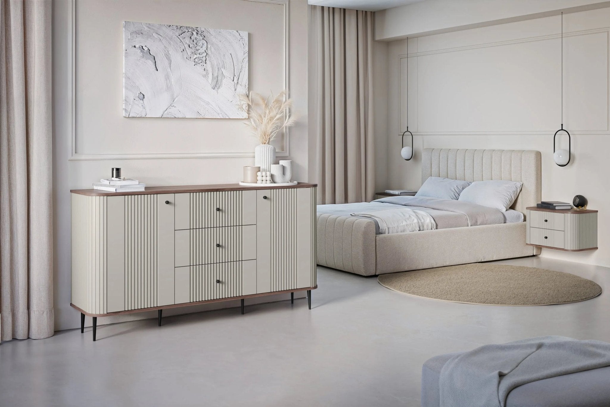 Komoda VESPER 160 CM KASZMIR / ORZECH / CZARNE NOGI