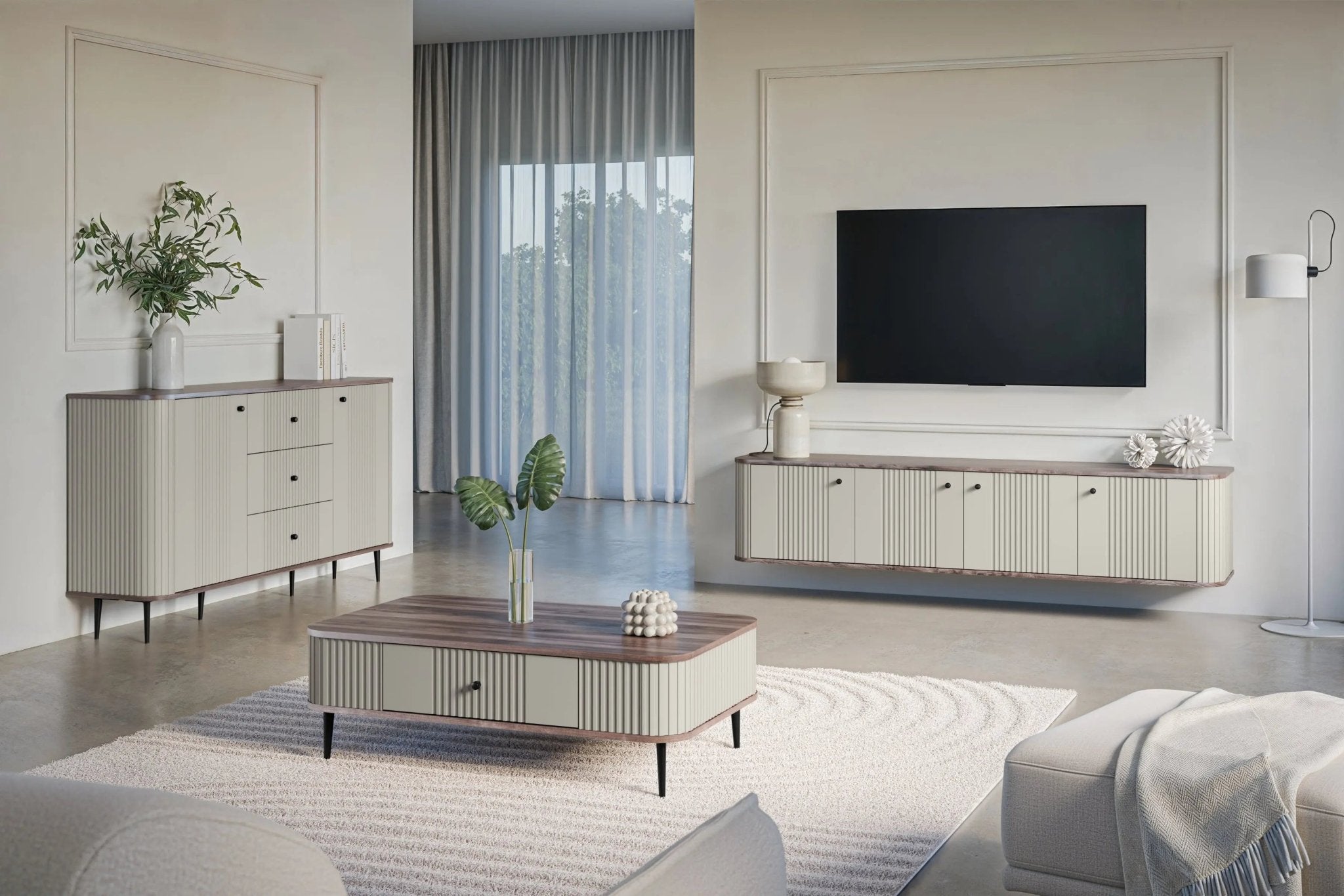 Komoda VESPER 160 CM KASZMIR / ORZECH / CZARNE NOGI