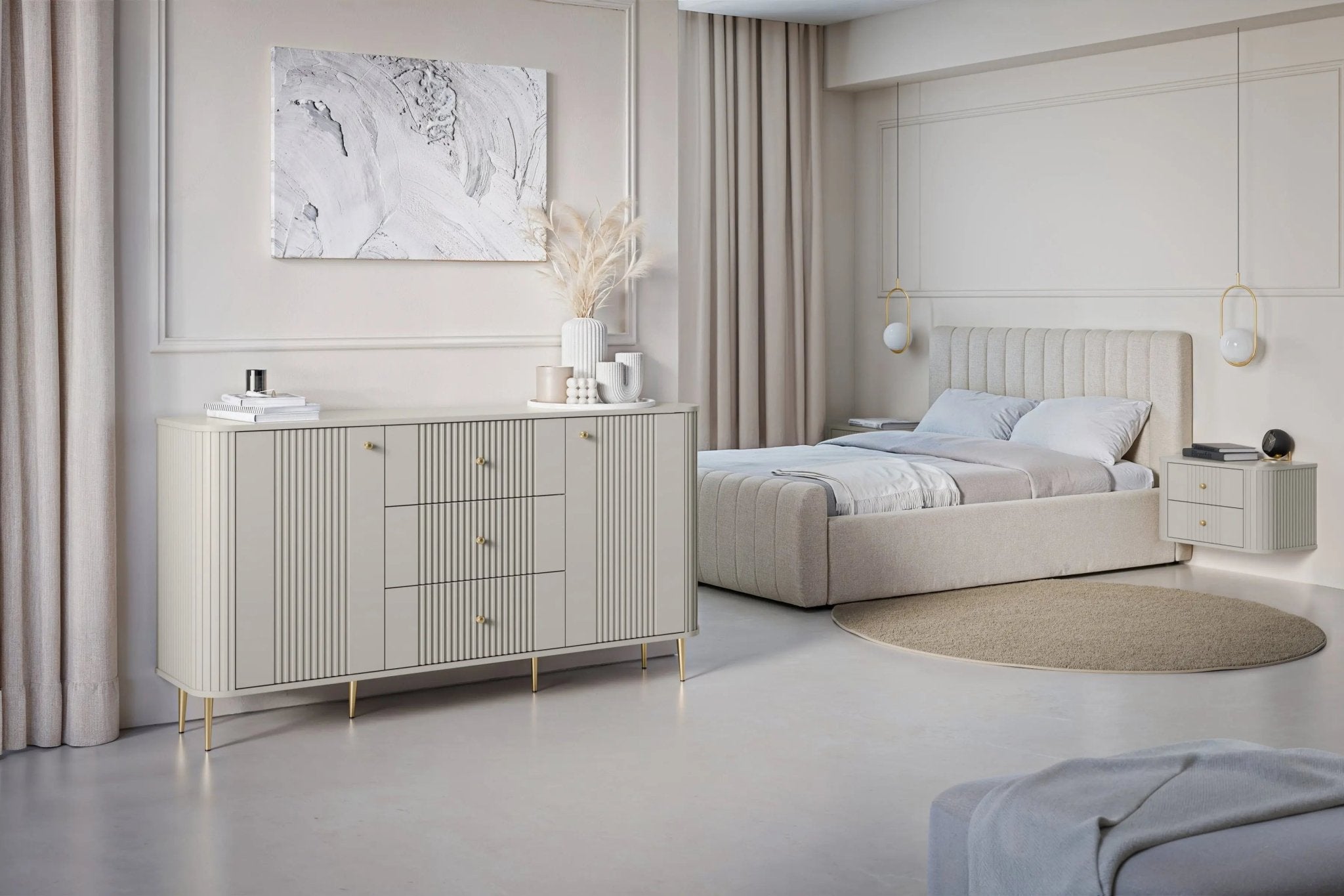 Komoda VESPER 160 CM KASZMIR / ZŁOTE NOGI i UCHWYTY