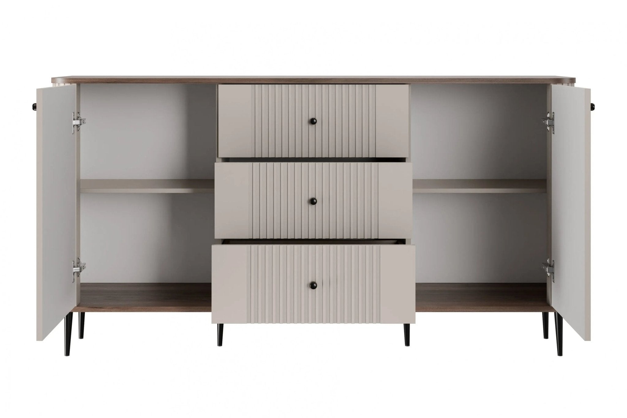 Komoda VESPER 160 CM KASZMIR / ORZECH / CZARNE NOGI