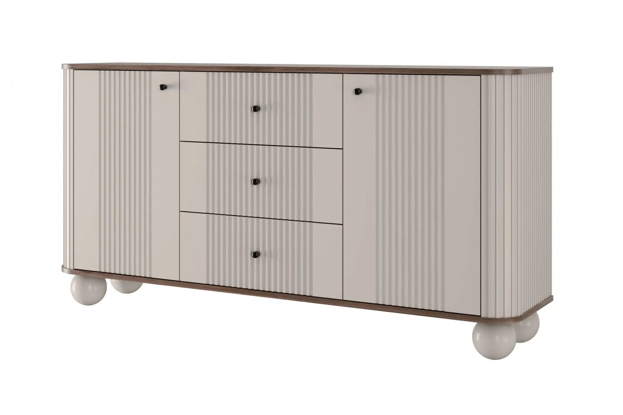 Komoda VESPER 160 CM KASZMIR / ORZECH / CZARNE UCHWYTY / NOGI KULE