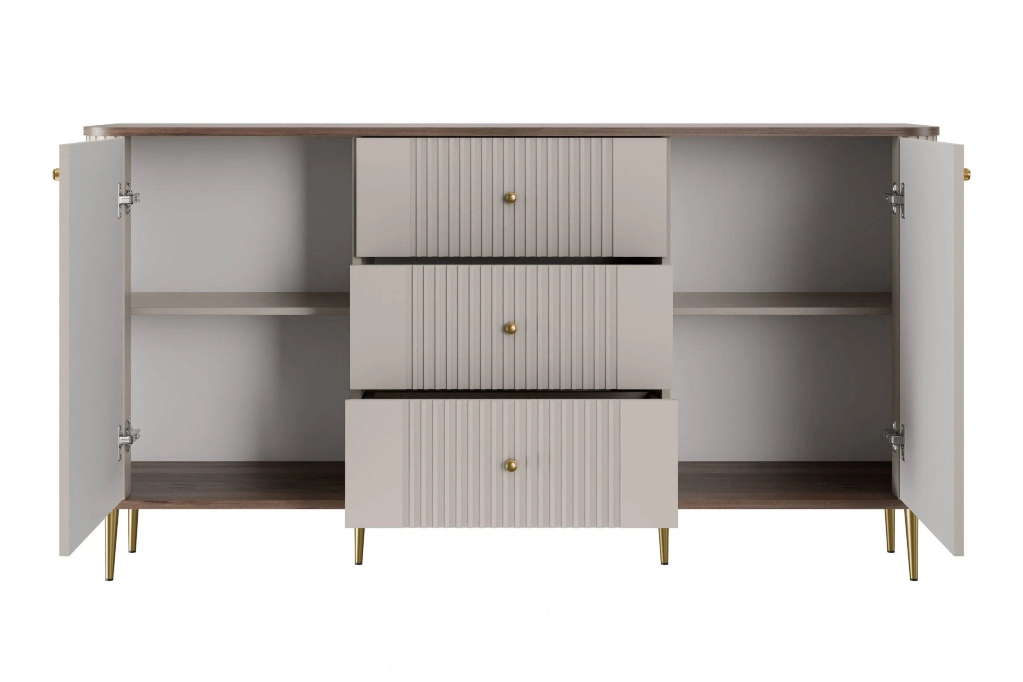 Komoda VESPER 160 CM KASZMIR / ORZECH / ZŁOTE NOGI