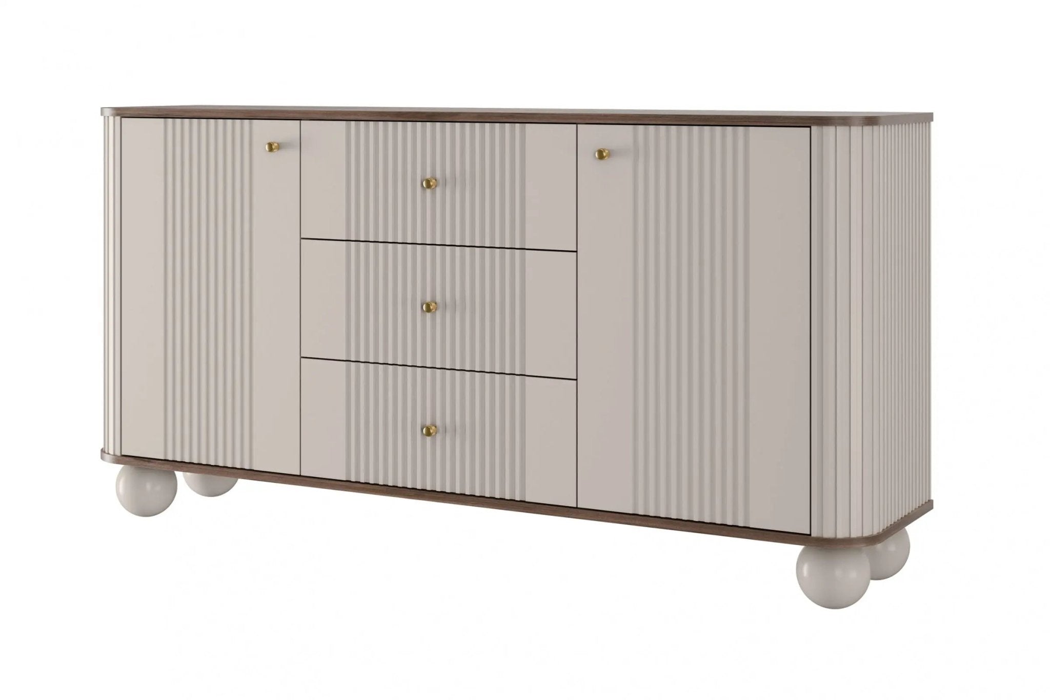 Komoda VESPER 160 CM KASZMIR / ORZECH / ZŁOTE UCHWYTY / NOGI KULE