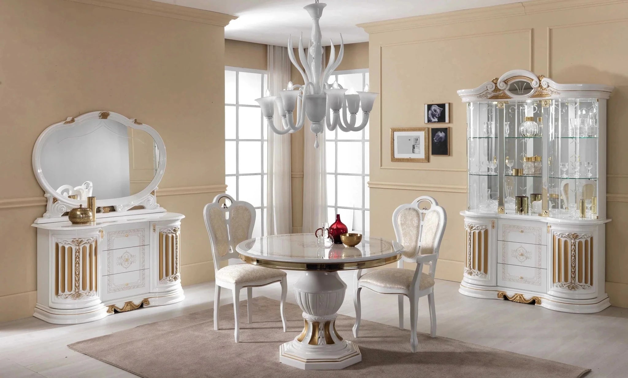 WŁOSKI KLASYCZNY STÓŁ ROZKŁADANY OKRĄGŁY BRIGIDE 110 (150) CM DO SALONU / BC