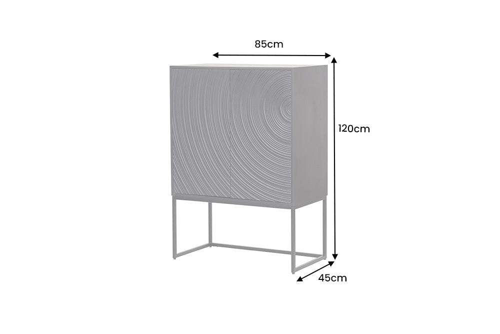 Komoda z drewna mango z frontem 3D, brązowym korpusem i czarną metalową ramą do salonu