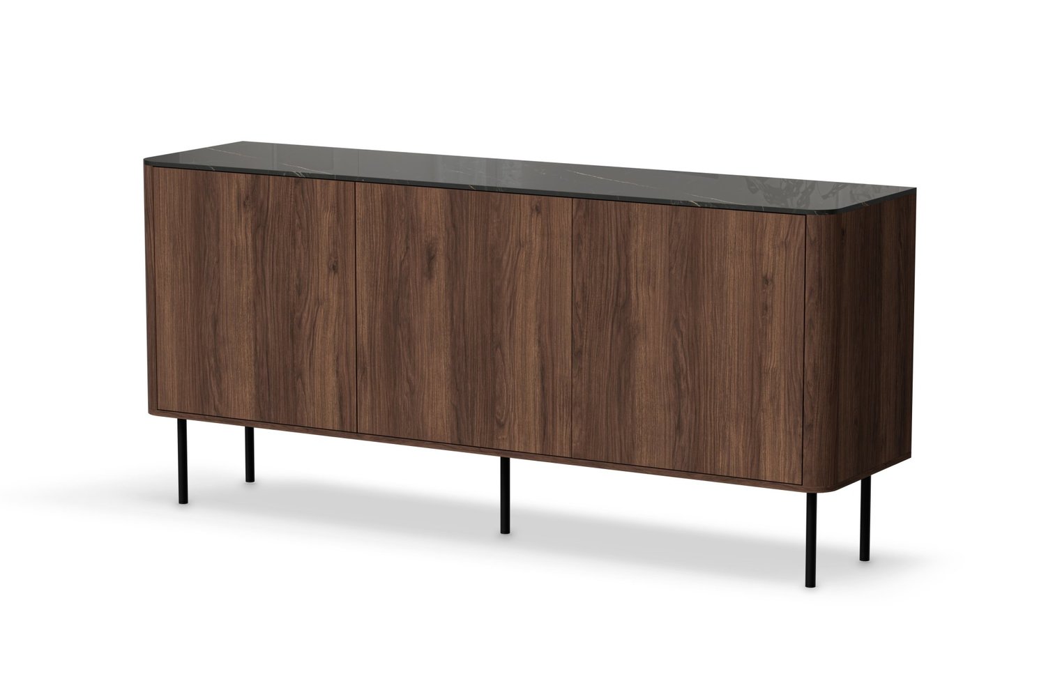 Nowoczesna komoda 160 cm z czarnym marmurowym blatem do eleganckiego salonu